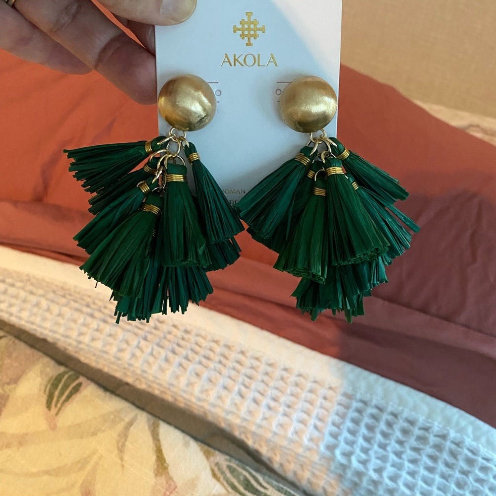 Akola green and gold earrings